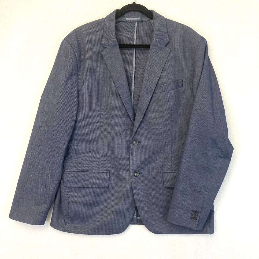 Old Navy Unstructured Mens Navy Blue Blazer Jacket Size XL Preppy Cotton Stretch
